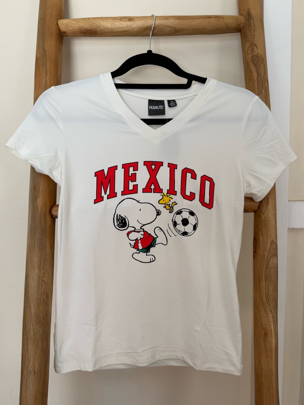 Snoopy Mexico Soccer Graphic V-Neck Tee
